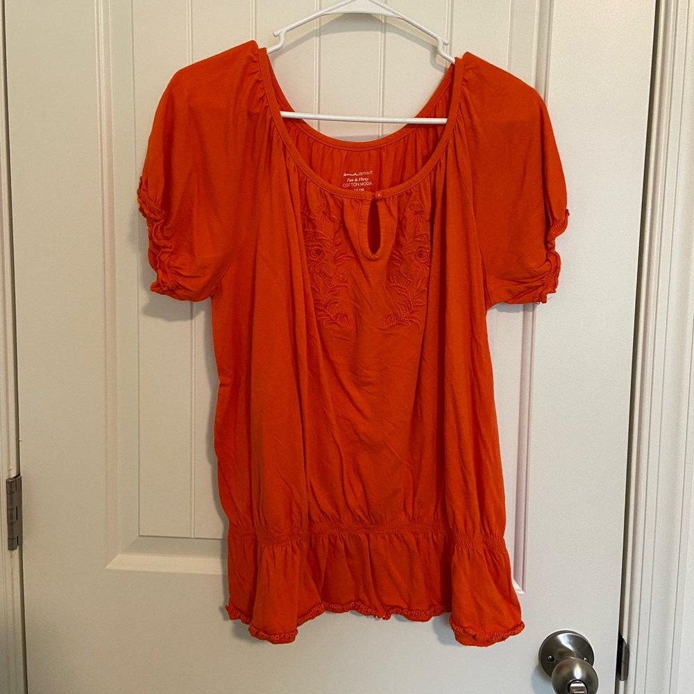NWOT‎ Lane Bryant women’s bright orange fun flirty cotton modal embroidered top